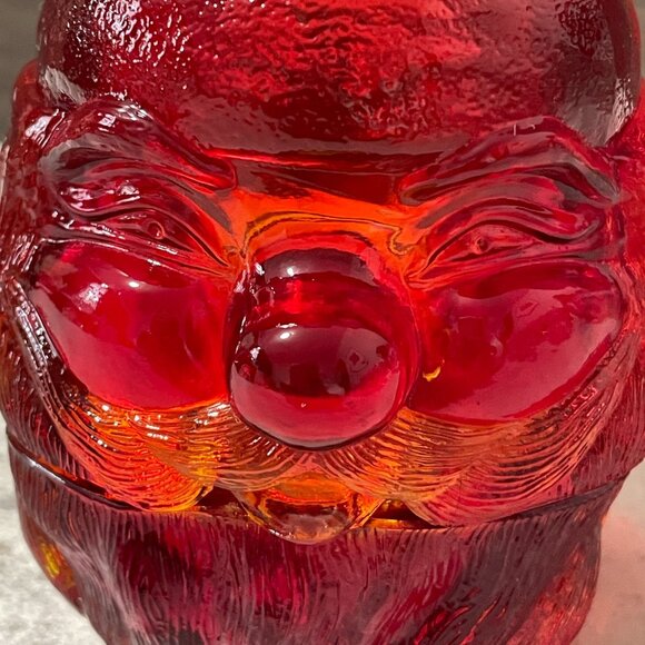 Vintage Fenton 5.5" Santa Figural 2-Piece Fairy Light Red Amberina Glass 1969-79 - Picture 5 of 9
